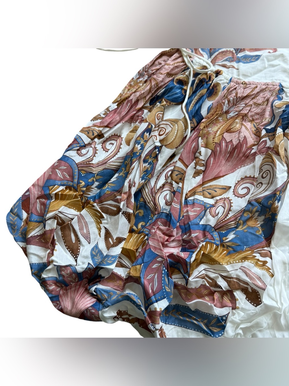 Farm Rio Sea Garden Off White Mini Bubble Dress Balloon Sleeve L NWT $298 Boho - Picture 9 of 16